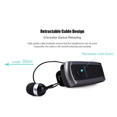 Fineblue F910 Retractable Bluetooth Earphones Business Lavalier Headphone Voice Prompts Call Vibration